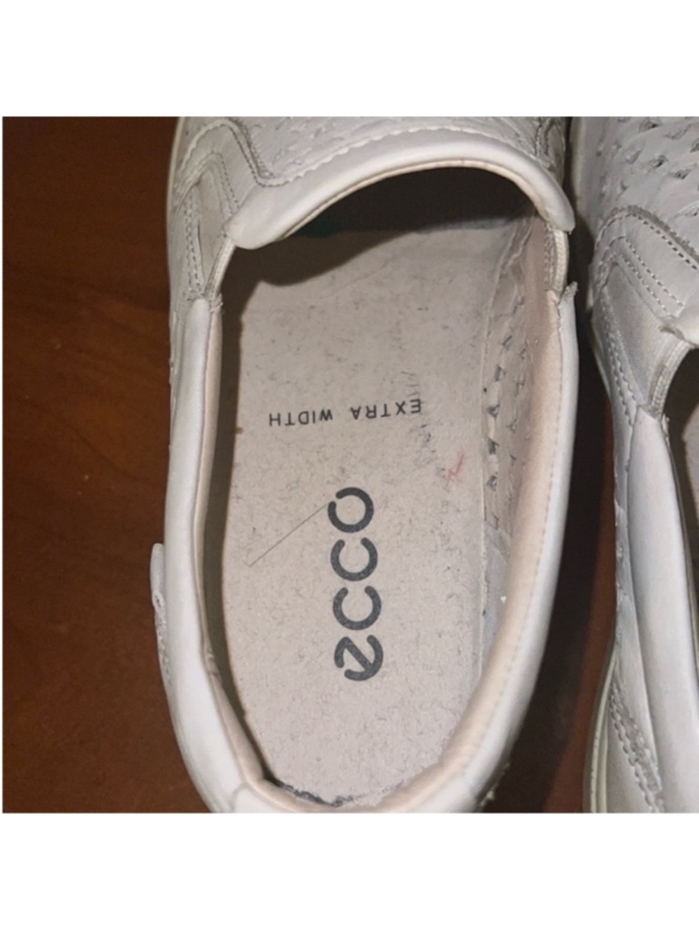 Ecco | Women’s Size 4 Extra Width | White Perforated Slip-On Leather Sneakers - Picture 7 of 11